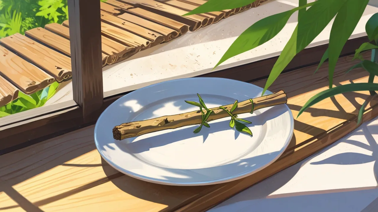 窓辺の白い皿にのせたパロサントのイラスト